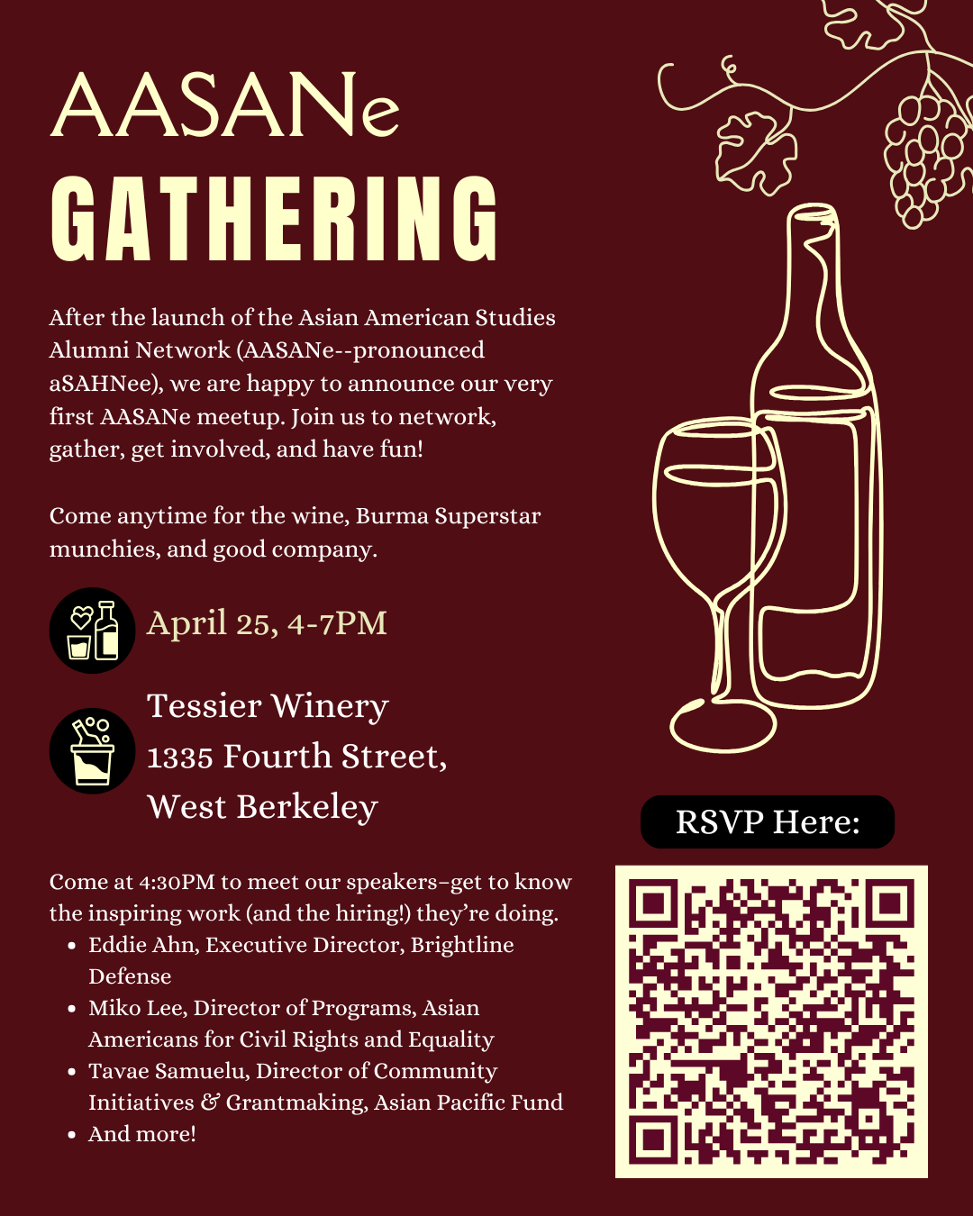 Flyer for an April 25, 2026 in-person alumni gathering in the Bay Area